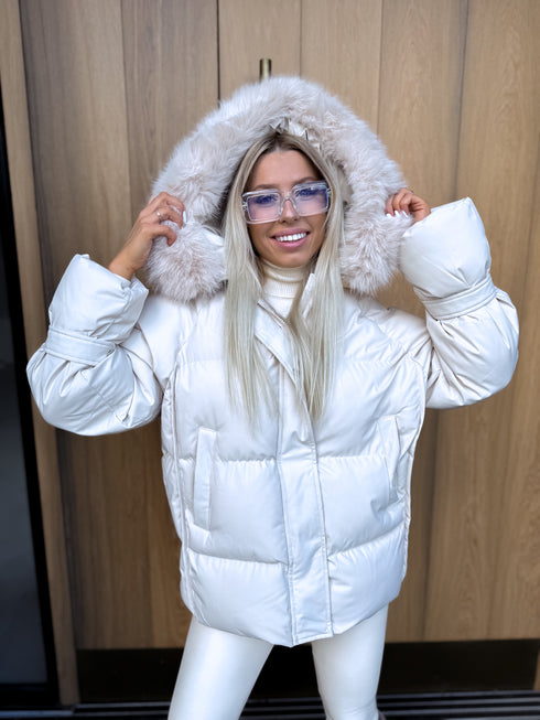 Puffy, short jacket "FUSION AD611" - BEIGE PRE-ORDER